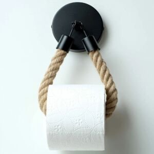 Toilettenpapierhalter im Retro-Stil, wandmontierter Küchenrollenhalter aus Juteseil, Regal für Badezimmerdekoration.