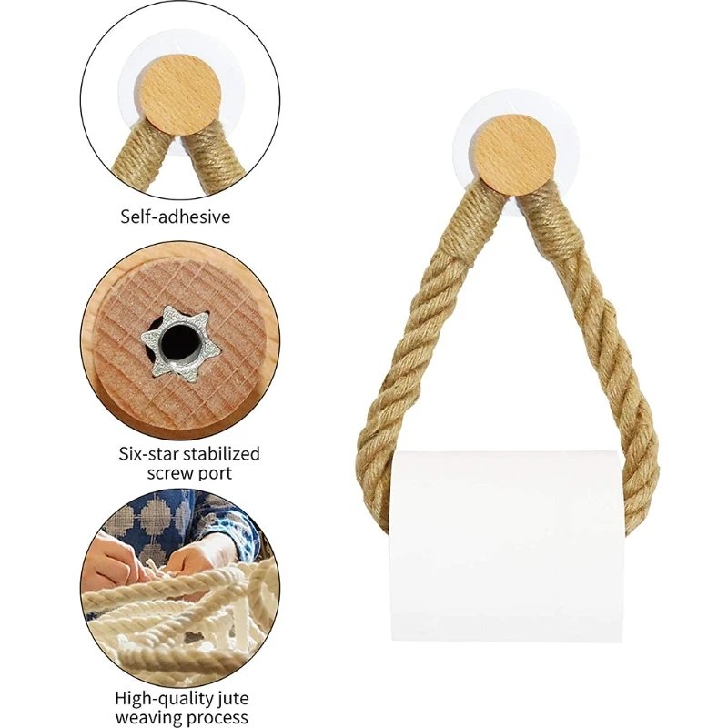 Toilet Roll Holder Retro Kitchen Wall Mounted Roll Paper Jute Rope Holder Rack Bathroom Decor Toilet Roll Holder Retro Kitchen Wall Mounted Roll Paper Jute Rope Holder Rack Bathroom Decor