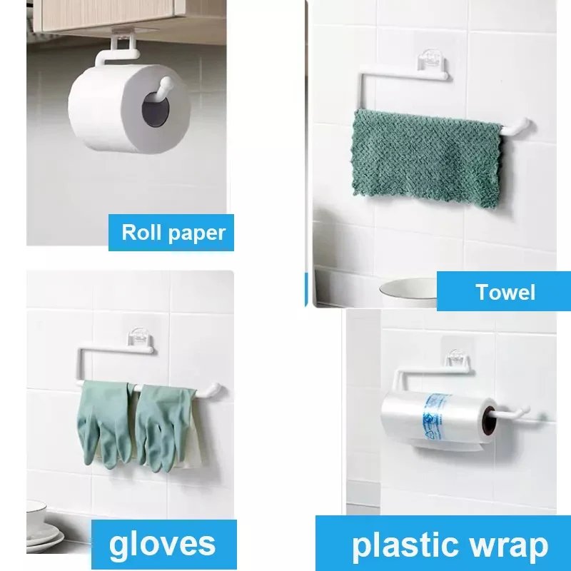 Kitchen Paper Holder Bathroom Storage Paper Towel Holder Toilet Roll Paper Holder No Hole Punch Toilet Accessories New