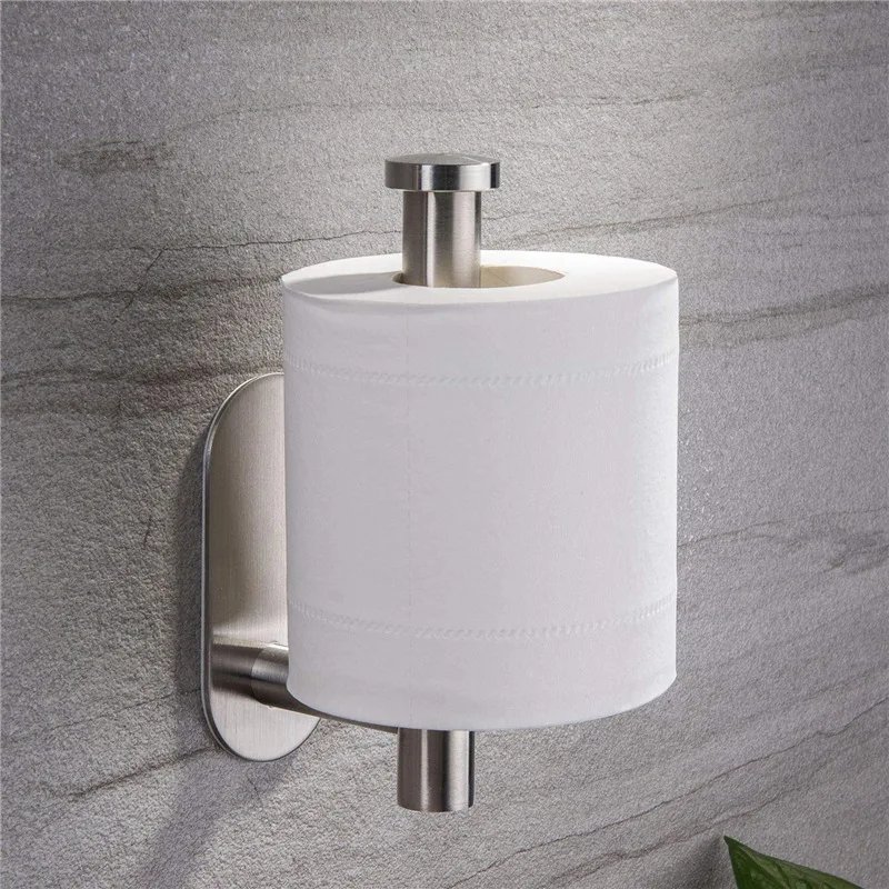 Stainless Steel Toilet Paper Dispenser Punchless Wall Mounted Roll Holder Towel Rack Household Restroom Bathroom Organizer