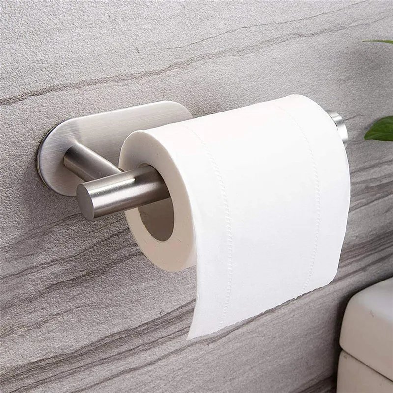 Stainless Steel Toilet Paper Dispenser Punchless Wall Mounted Roll Holder Towel Rack Household Restroom Bathroom Organizer