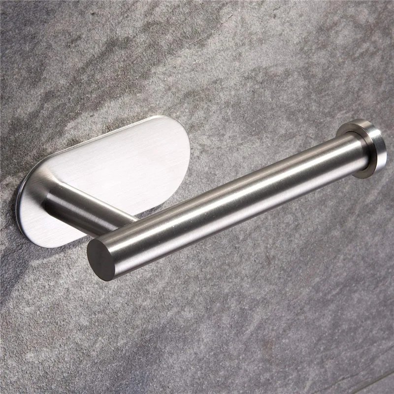 Stainless Steel Toilet Paper Dispenser Punchless Wall Mounted Roll Holder Towel Rack Household Restroom Bathroom Organizer