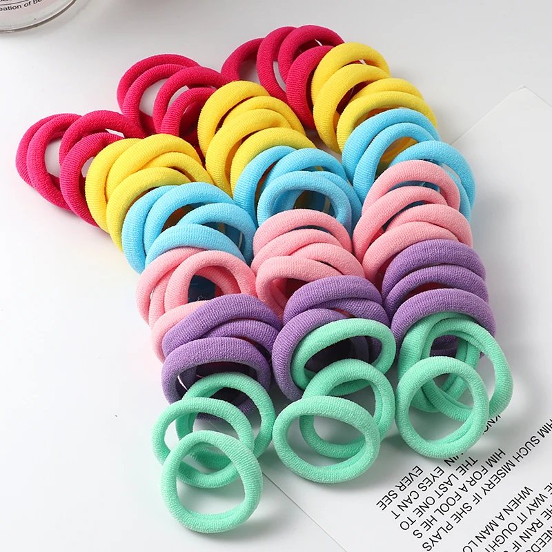 Solid Color Ponytail Holder 50 pcs Set