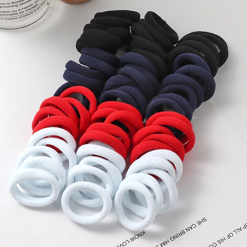 Solid Color Ponytail Holder 50 pcs Set