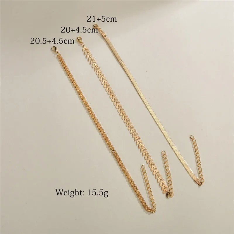 Simple Chain Anklet for Women 3 pcs Set