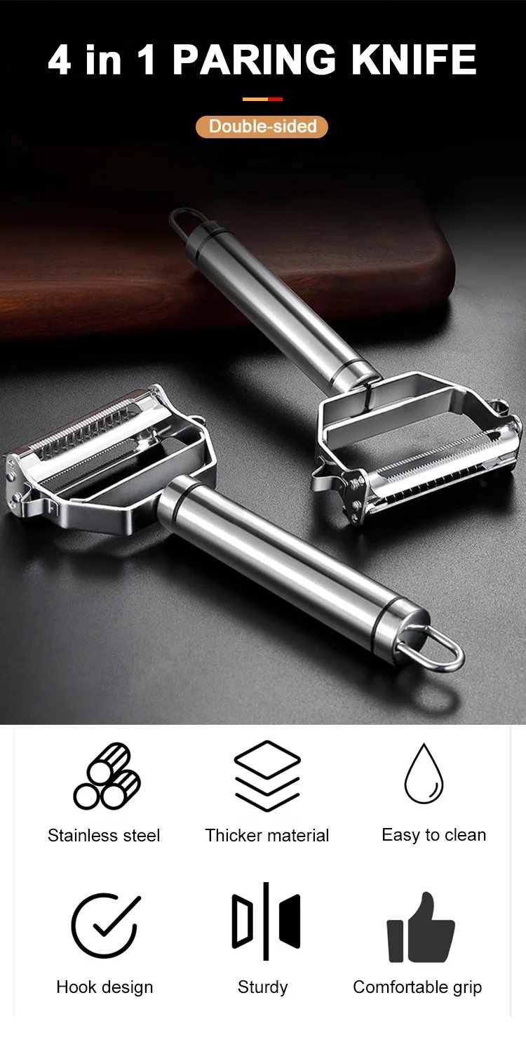 4in1 Vegetable Peeler Stainless Steel Melon Planer Multiple-Function Double-Head Peeler Household Kitchen Cucumber Slicer Tool 4in1 Vegetable Peeler Stainless Steel Melon Planer Multiple-Function Double-Head Peeler Household Kitchen Cucumber Slicer Tool