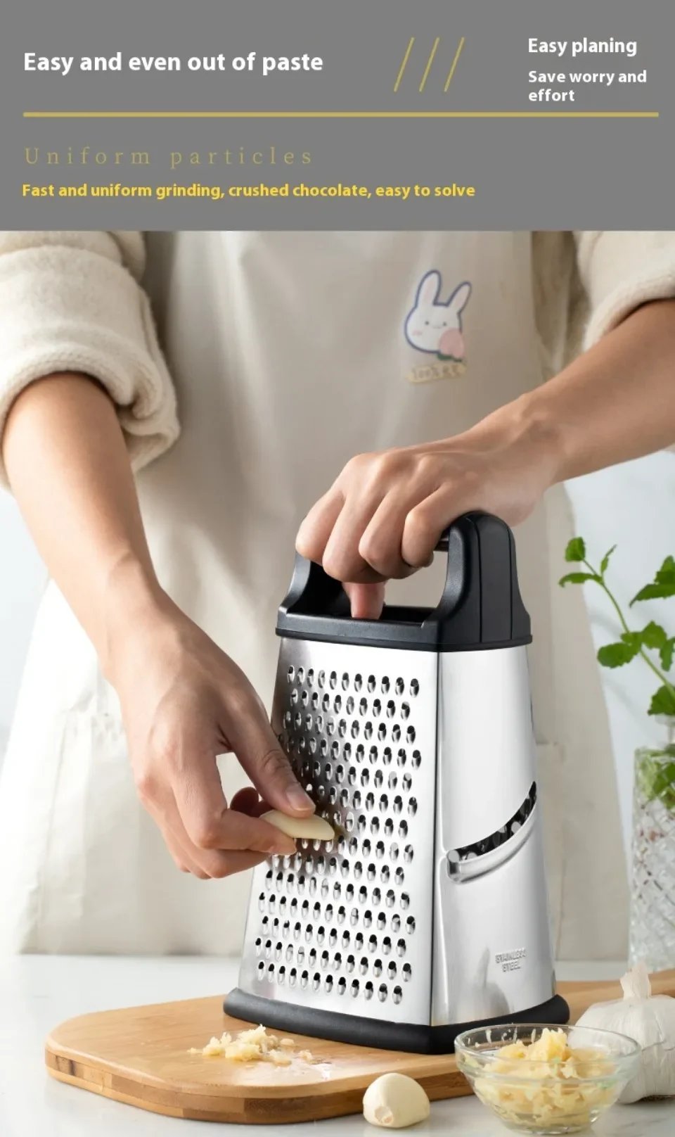 Four-Side Box Grater Cheese Grater with Container Stainless Steel Multipurpose Slicer for Vegetable Cutter Kitchen Accessorie