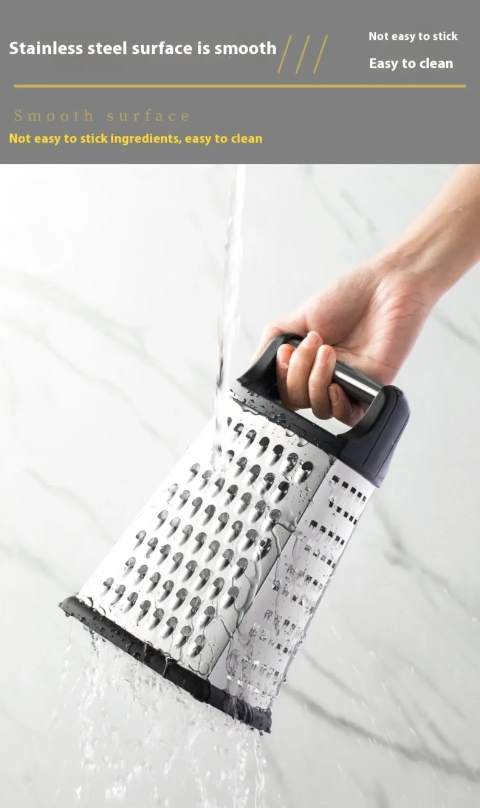 Four-Side Box Grater Cheese Grater with Container Stainless Steel Multipurpose Slicer for Vegetable Cutter Kitchen Accessorie
