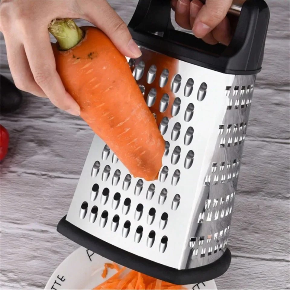 Four-Side Box Grater Cheese Grater with Container Stainless Steel Multipurpose Slicer for Vegetable Cutter Kitchen Accessorie