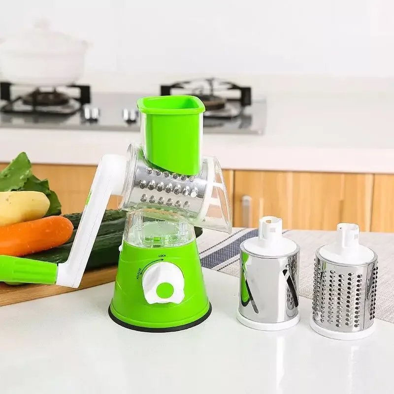 3-in-1 Manual Rotary Cheese Grater for Vegetable Cutter Potato Slicer Multifunctional Vegetable Chopper With 3 replaceable blade