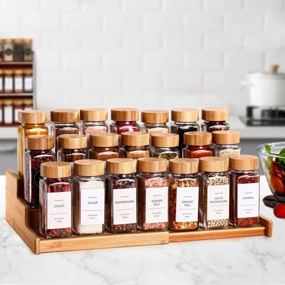 13Pcs Glass Spice Jars with Bamboo Lids 4oz Glass Jars Spice Jar Set Seasoning Jars Organizer Storage Bottles for Spice Rack 13Pcs Glass Spice Jars with Bamboo Lids 4oz Glass Jars Spice Jar Set Seasoning Jars Organizer Storage Bottles for Spice Rack