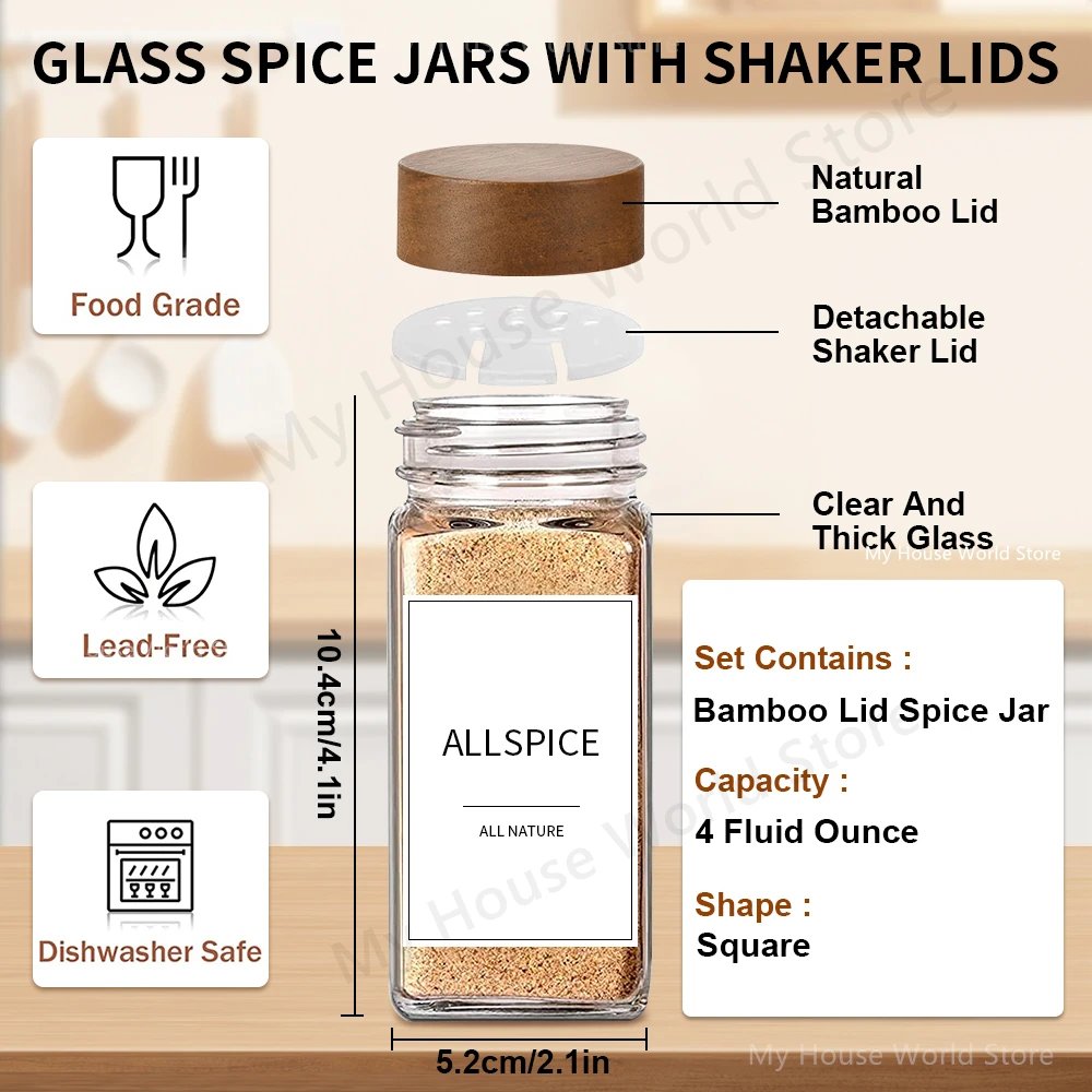 13Pcs Glass Spice Jars with Bamboo Lids 4oz Glass Jars Spice Jar Set Seasoning Jars Organizer Storage Bottles for Spice Rack 13Pcs Glass Spice Jars with Bamboo Lids 4oz Glass Jars Spice Jar Set Seasoning Jars Organizer Storage Bottles for Spice Rack