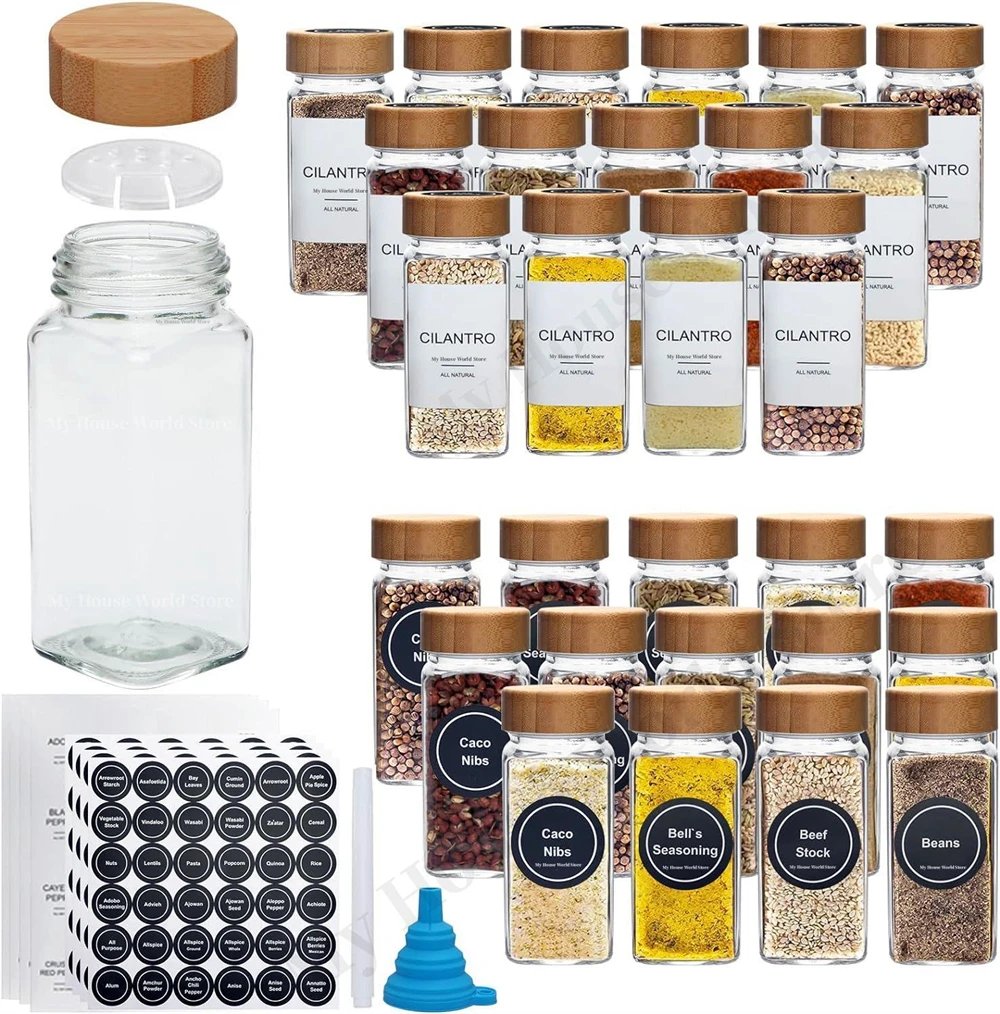 13Pcs Glass Spice Jars with Bamboo Lids 4oz Glass Jars Spice Jar Set Seasoning Jars Organizer Storage Bottles for Spice Rack 13Pcs Glass Spice Jars with Bamboo Lids 4oz Glass Jars Spice Jar Set Seasoning Jars Organizer Storage Bottles for Spice Rack