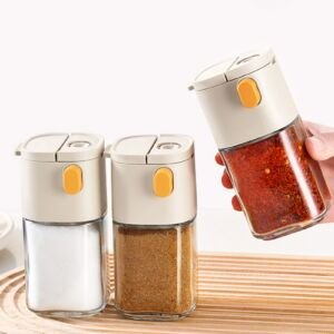 180 ml Glas-Salzstreuer Gewürzgläser Salz-Zucker-Pfefferstreuer wiederverwendbares, versiegeltes, messendes Gewürzglas BBQ Küchenzubehör