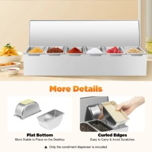 Edelstahl-Gewürzboxen – 6-fächriges Zutatenbehälter-Set mit Deckel, Gewürzbehälter, Obstbox für die Küche.