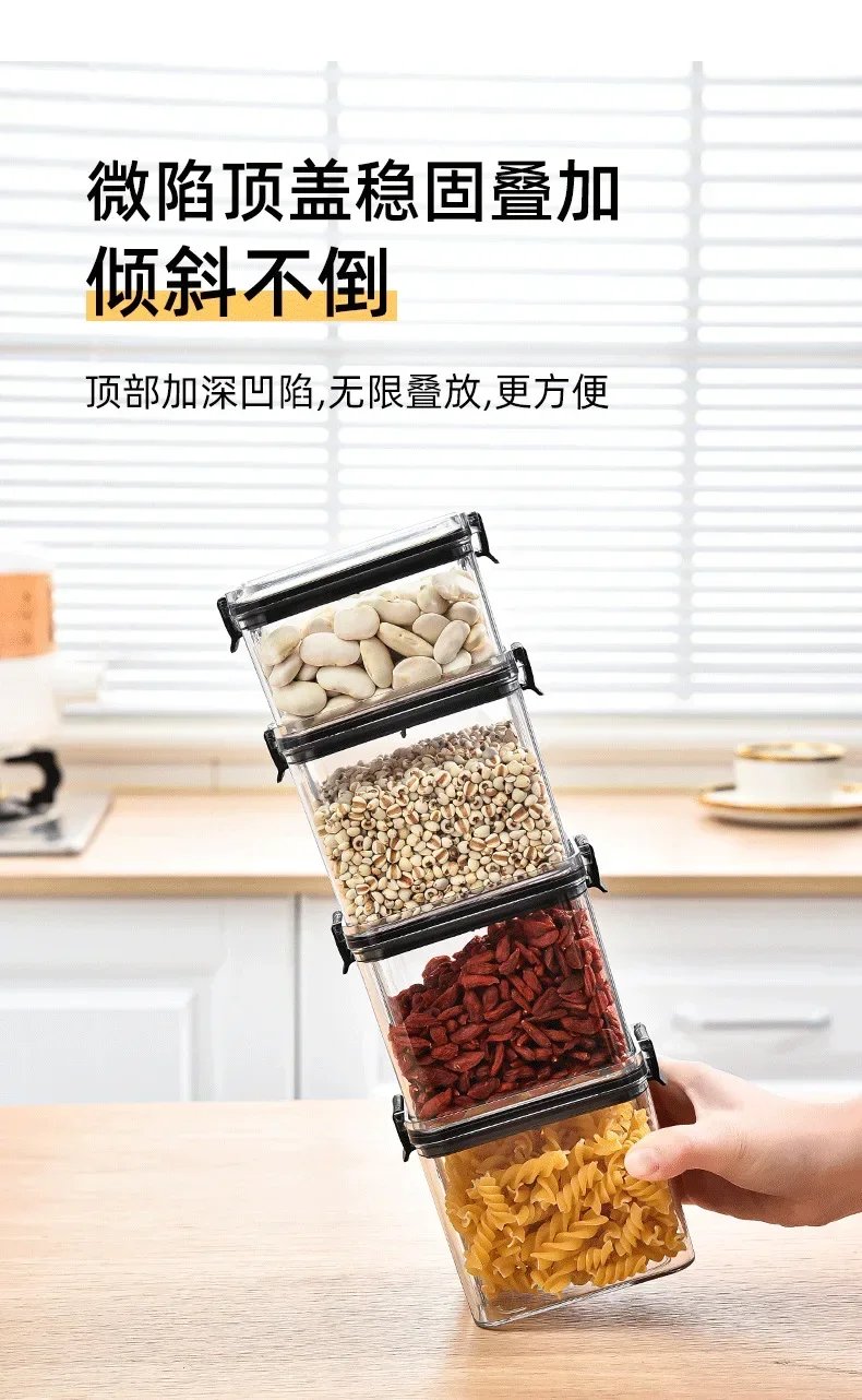 460-1800ml Sets Stackable Kitchen Sealed Jar Plastic Food Storage Box Multigrain Tank Bottle Dried Fruit Tea Storage Containers