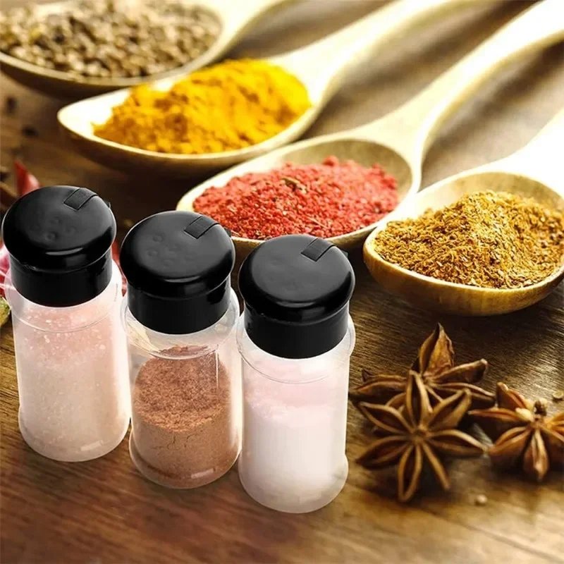 Plastic Spice Jars Empty Seasoning Bottles Containers Sugar Salt Pepper Shaker Bottles BBQ Condiment Dispenser Kitchen Gadgets