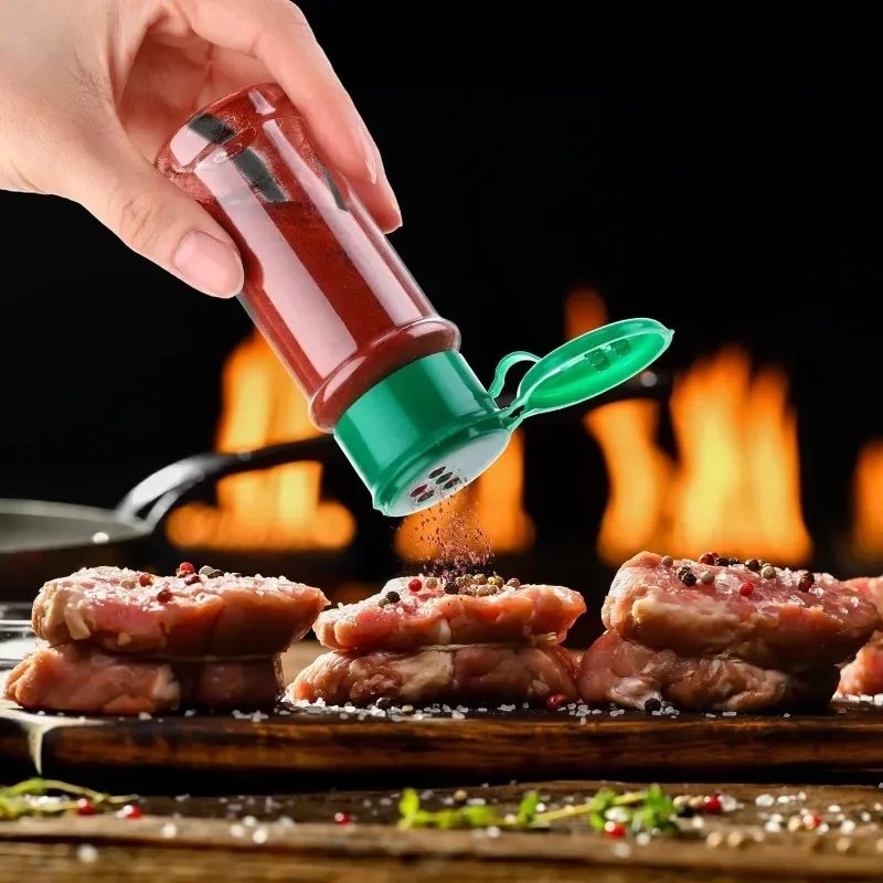 Plastic Spice Jars Empty Seasoning Bottles Containers Sugar Salt Pepper Shaker Bottles BBQ Condiment Dispenser Kitchen Gadgets
