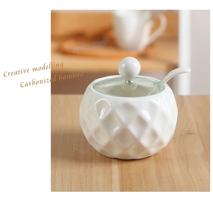 Ceramic Seasoning Jars with Wooden Lid Salt Shakers Kitchen Supplies White Spice Organizer Canister Spoon Set White Sugar Box Ceramic Seasoning Jars with Wooden Lid Salt Shakers Kitchen Supplies White Spice Organizer Canister Spoon Set White Sugar Box