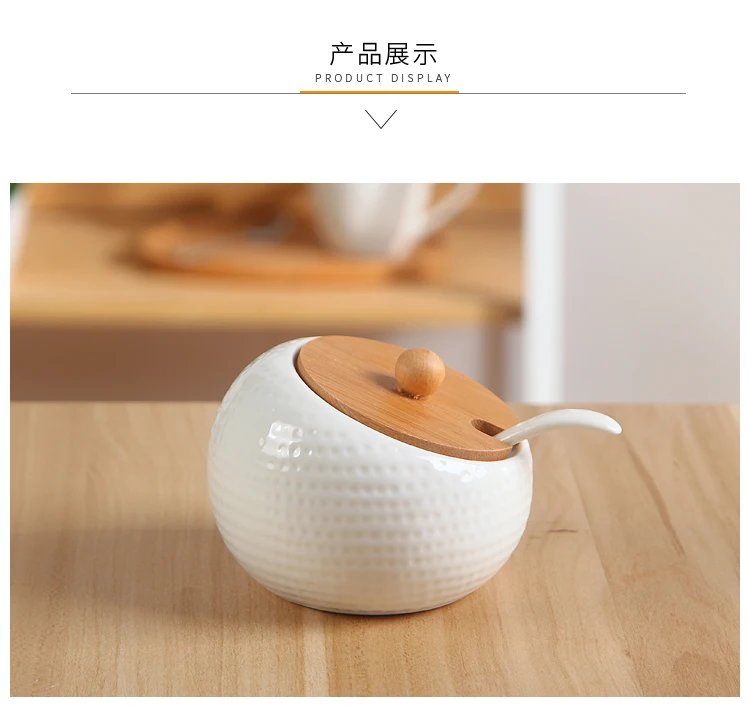 Ceramic Seasoning Jars with Wooden Lid Salt Shakers Kitchen Supplies White Spice Organizer Canister Spoon Set White Sugar Box Ceramic Seasoning Jars with Wooden Lid Salt Shakers Kitchen Supplies White Spice Organizer Canister Spoon Set White Sugar Box