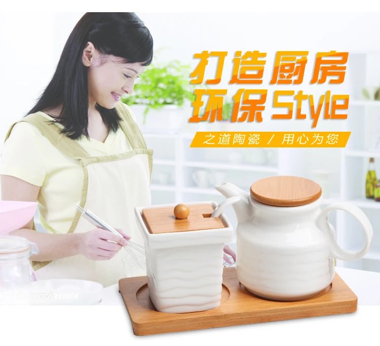 Ceramic Seasoning Jars with Wooden Lid Salt Shakers Kitchen Supplies White Spice Organizer Canister Spoon Set White Sugar Box Ceramic Seasoning Jars with Wooden Lid Salt Shakers Kitchen Supplies White Spice Organizer Canister Spoon Set White Sugar Box