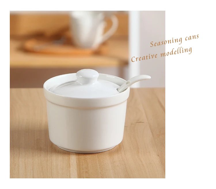 Ceramic Seasoning Jars with Wooden Lid Salt Shakers Kitchen Supplies White Spice Organizer Canister Spoon Set White Sugar Box Ceramic Seasoning Jars with Wooden Lid Salt Shakers Kitchen Supplies White Spice Organizer Canister Spoon Set White Sugar Box