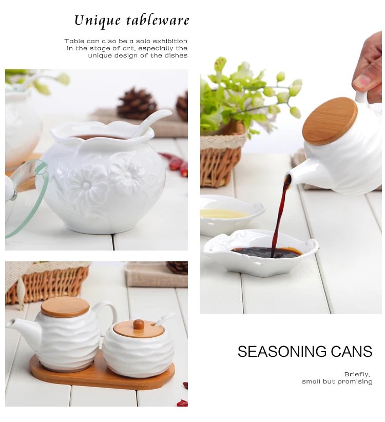 Ceramic Seasoning Jars with Wooden Lid Salt Shakers Kitchen Supplies White Spice Organizer Canister Spoon Set White Sugar Box Ceramic Seasoning Jars with Wooden Lid Salt Shakers Kitchen Supplies White Spice Organizer Canister Spoon Set White Sugar Box