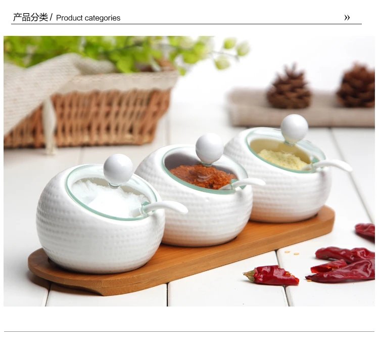 Ceramic Seasoning Jars with Wooden Lid Salt Shakers Kitchen Supplies White Spice Organizer Canister Spoon Set White Sugar Box Ceramic Seasoning Jars with Wooden Lid Salt Shakers Kitchen Supplies White Spice Organizer Canister Spoon Set White Sugar Box