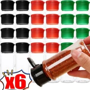 Klare Kunststoff-Gewürzflasche Küchen-Gewürzflasche Salz-Pfeffer-Streuer Behälter Barbecue-Würzglas BBQ-Gewürzaufbewahrungstools