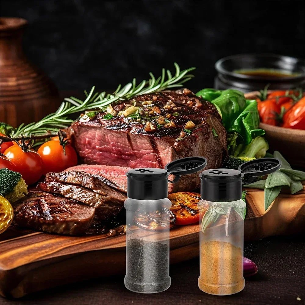 Kitchen Clear Seasoning Bottle Plastic Spice Jar Salt Pepper Shaker Container Barbecue Condiment Jar BBQ Spice Storage Tools