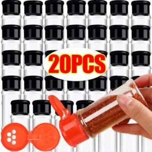 Küchenklare Gewürzflasche, Kunststoff-Gewürzglas, Salz-Pfeffer-Streuer, BBQ-Würzbehälter, BBQ-Gewürzaufbewahrungstools.