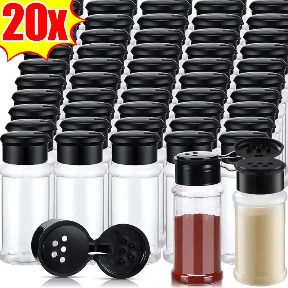 Kitchen Clear Seasoning Bottle Plastic Spice Jar Salt Pepper Shaker Container Barbecue Condiment Jar BBQ Spice Storage Tools