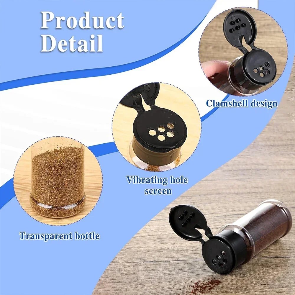 Kitchen Clear Seasoning Bottle Plastic Spice Jar Salt Pepper Shaker Container Barbecue Condiment Jar BBQ Spice Storage Tools