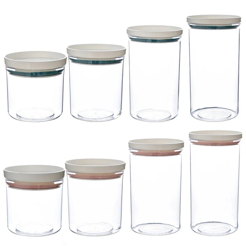 1/2/3PCS Food Container Storage Jars Transparent Food Canister For Mason Candy Spices Cookie Jar Sealed Ring Bottles Kitchen