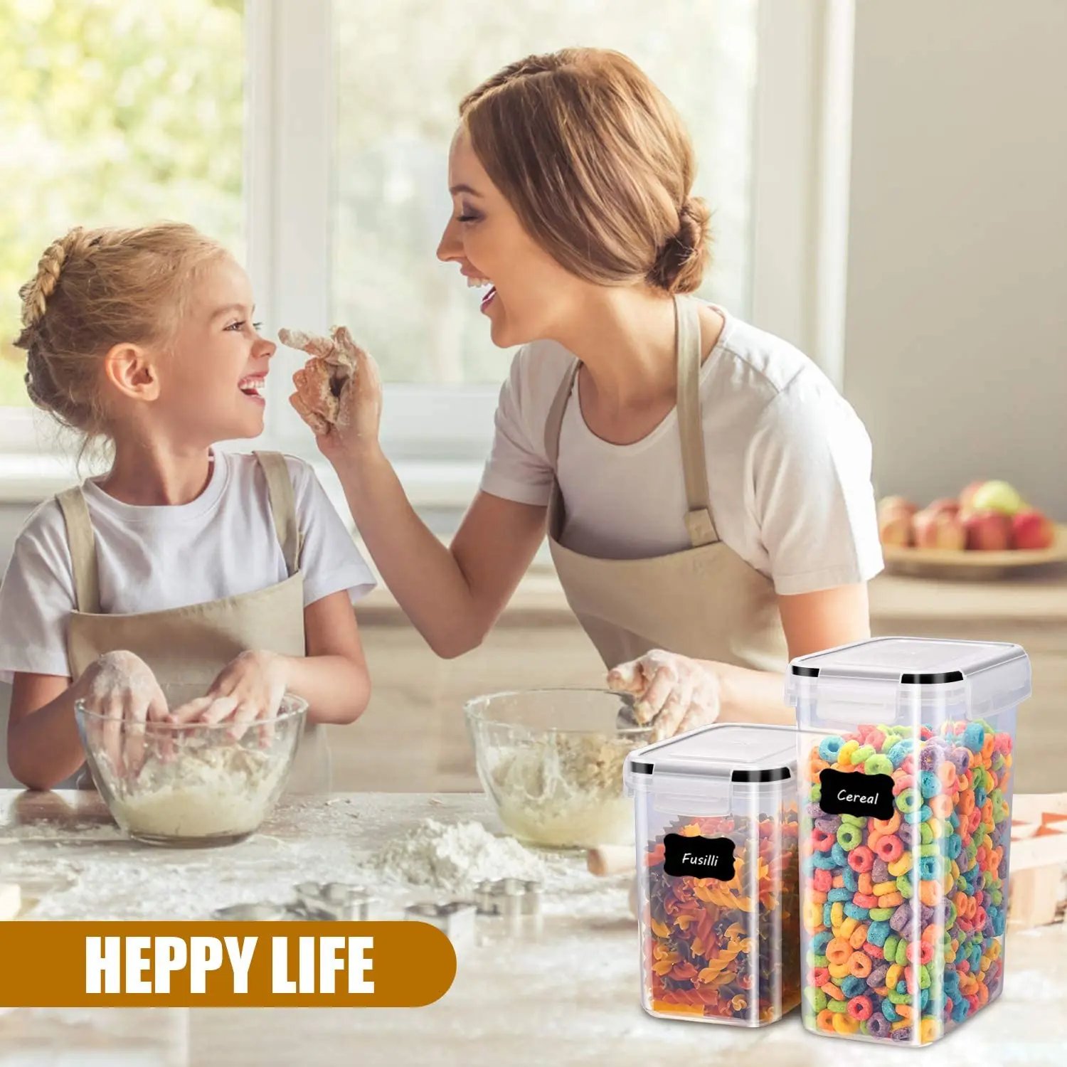 Kitchen 7pcs Food Containers Set BPA Free Plastic Airtight Storage Box With 10stickers and Pen