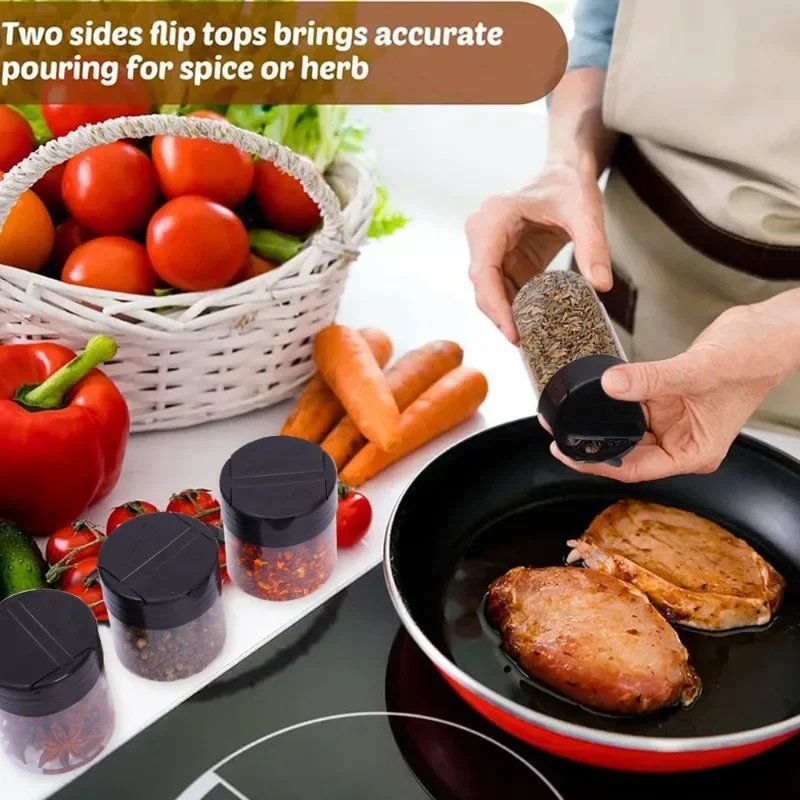 1/20pcs Transparent Spice Bottle Pepper Shaker Salt Seasoning Jars Plastic Barbecue Condiment Bottles with Lids Kitchen Gadgets