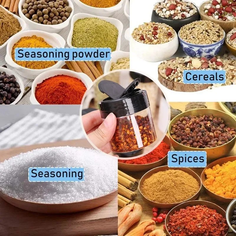 1/20pcs Transparent Spice Bottle Pepper Shaker Salt Seasoning Jars Plastic Barbecue Condiment Bottles with Lids Kitchen Gadgets