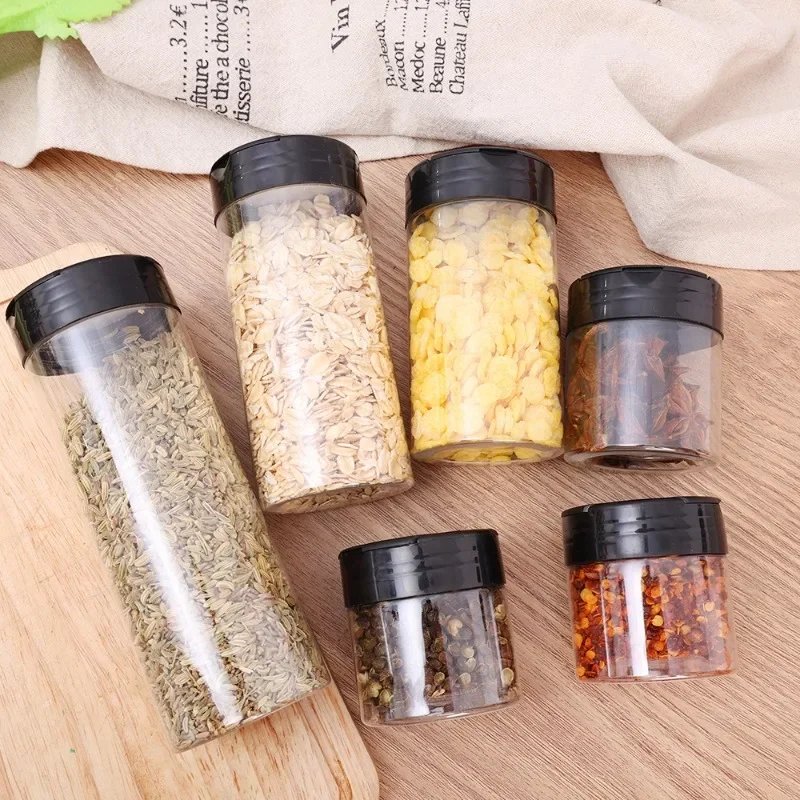 1/20pcs Transparent Spice Bottle Pepper Shaker Salt Seasoning Jars Plastic Barbecue Condiment Bottles with Lids Kitchen Gadgets