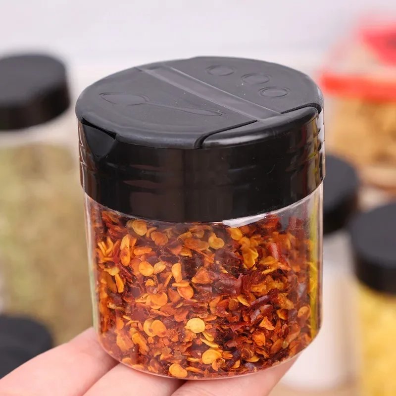 1/20pcs Transparent Spice Bottle Pepper Shaker Salt Seasoning Jars Plastic Barbecue Condiment Bottles with Lids Kitchen Gadgets