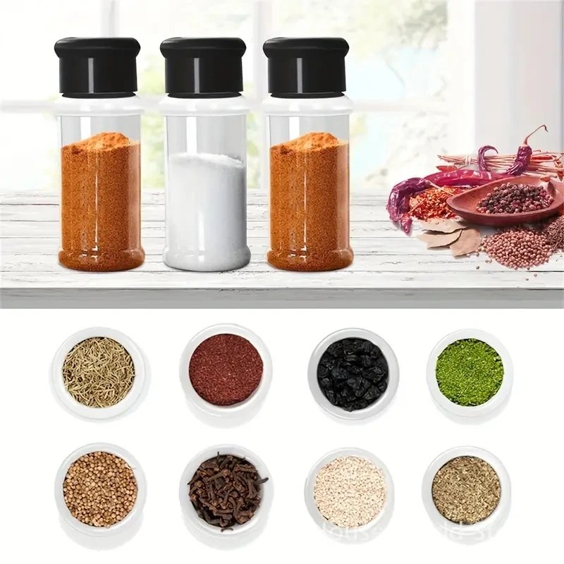 5-20pcs/set 100ml Plastic Spice Salt Pepper Shakers Seasoning Jar BBQ Condiment Vinegar Bottle Spice Can organizer kitchen Tools