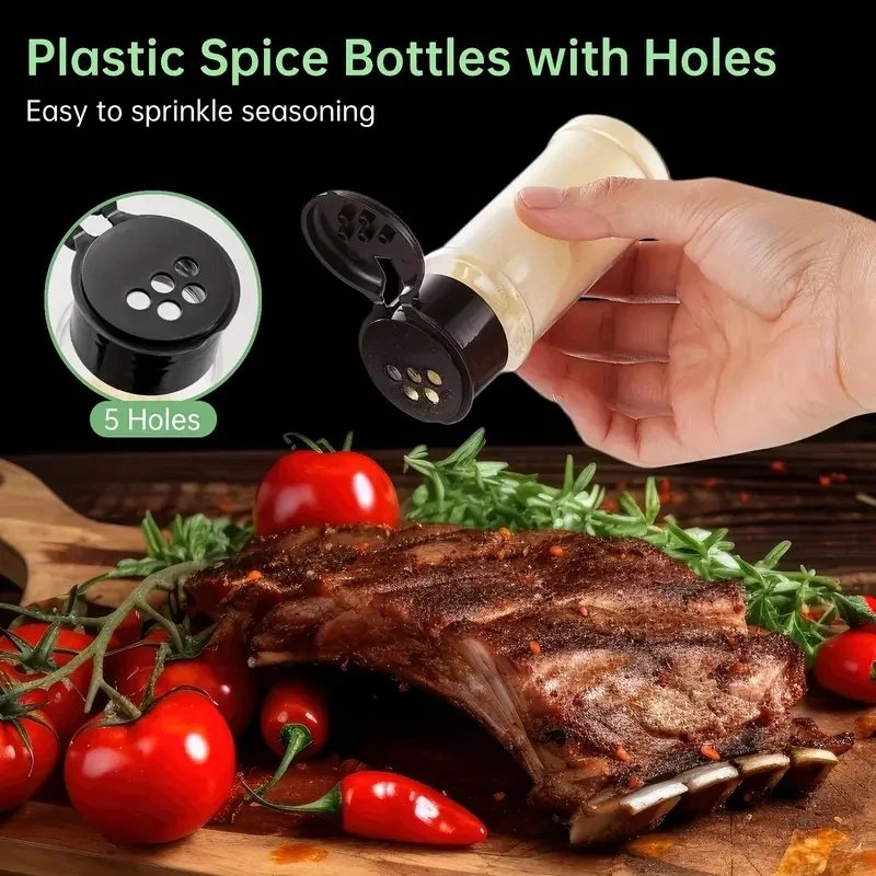 5-20pcs/set 100ml Plastic Spice Salt Pepper Shakers Seasoning Jar BBQ Condiment Vinegar Bottle Spice Can organizer kitchen Tools