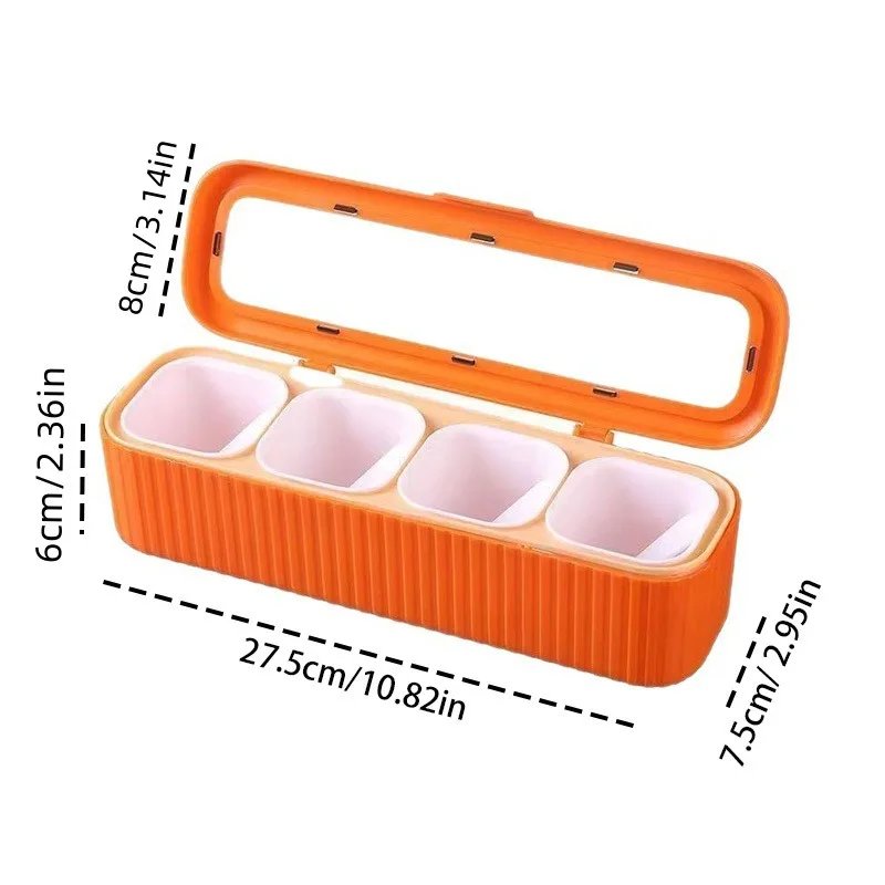 Kitchen Thickened Seasoning Box Household Four-grid Combination Seasoning Salt Tank Pepper Bottle Seasoning Storage Capacitor