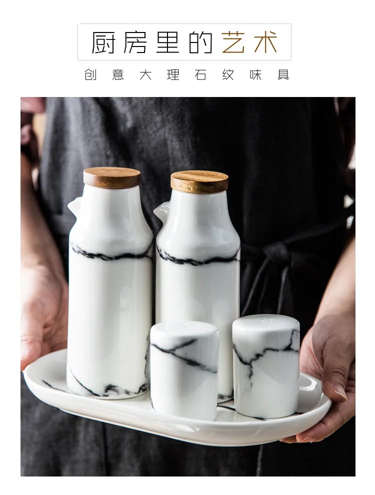Ceramics Spice Container Marbling Seasoning Bottle Nordic Style Creative Pepper Bottle Household Kitchen Supplies Spice Jar