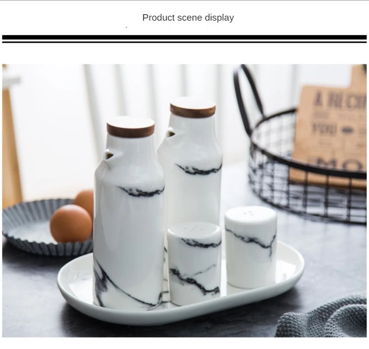 Ceramics Spice Container Marbling Seasoning Bottle Nordic Style Creative Pepper Bottle Household Kitchen Supplies Spice Jar