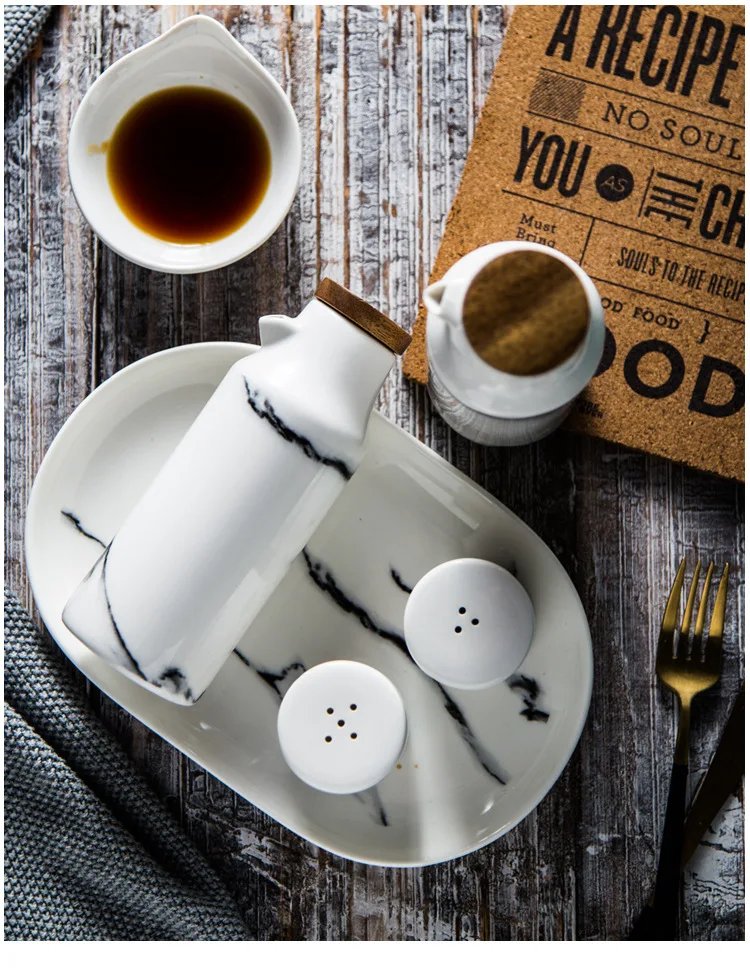 Ceramics Spice Container Marbling Seasoning Bottle Nordic Style Creative Pepper Bottle Household Kitchen Supplies Spice Jar