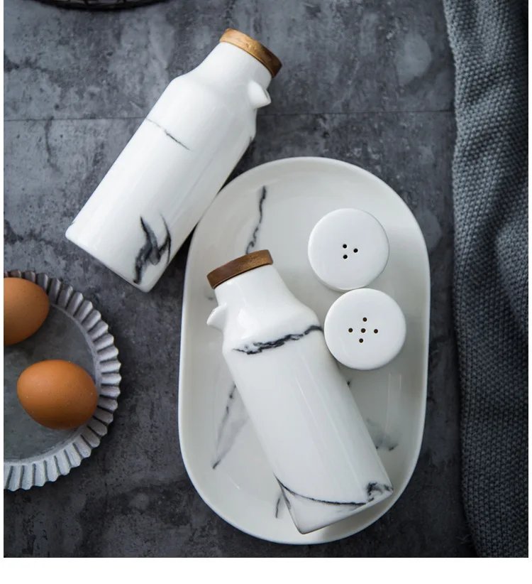 Ceramics Spice Container Marbling Seasoning Bottle Nordic Style Creative Pepper Bottle Household Kitchen Supplies Spice Jar