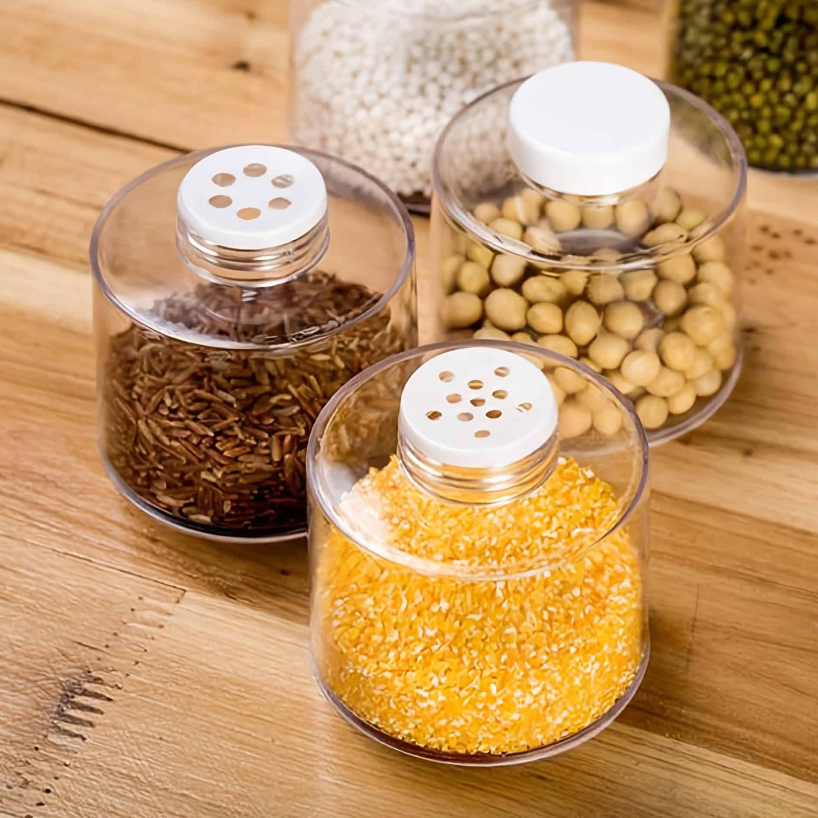 Stackable Spice Rack, Set of 6 Spice Jars Tower, Space Saving Kitchen Spice with Lids, for Herbs, Condiments, Spices Seasoning