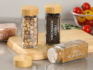 12 Pcs Glass Spice Jars with Bamboo Lids 4 oz Glass Jars with Minimalist Farmhouse Spice Labels Stickers Collapsible Funnel