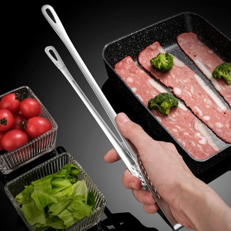 2Pcs Kitchen Tongs Barbecue Grill Tongs Stainless Steel Cooking Tweezers Chef Food Meat Tongs Clip BBQ Tools Kitchen Accessories