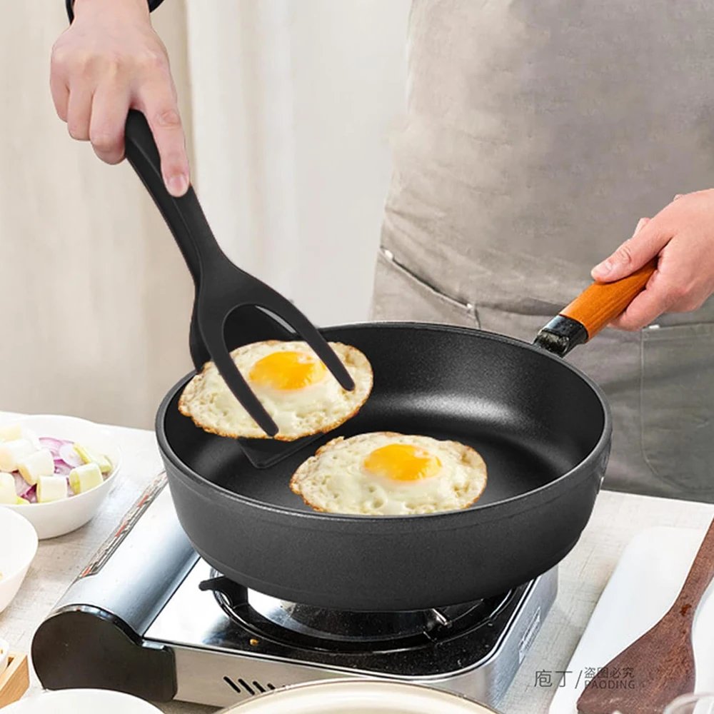 2 in 1 Grip Flip Spatula Clamp Egg Pancake Fish French Toast Omelette Making Non Stick Home Kitchen Cooking Turner Tool 2 in 1 Grip Flip Spatula Clamp Egg Pancake Fish French Toast Omelette Making Non Stick Home Kitchen Cooking Turner Tool